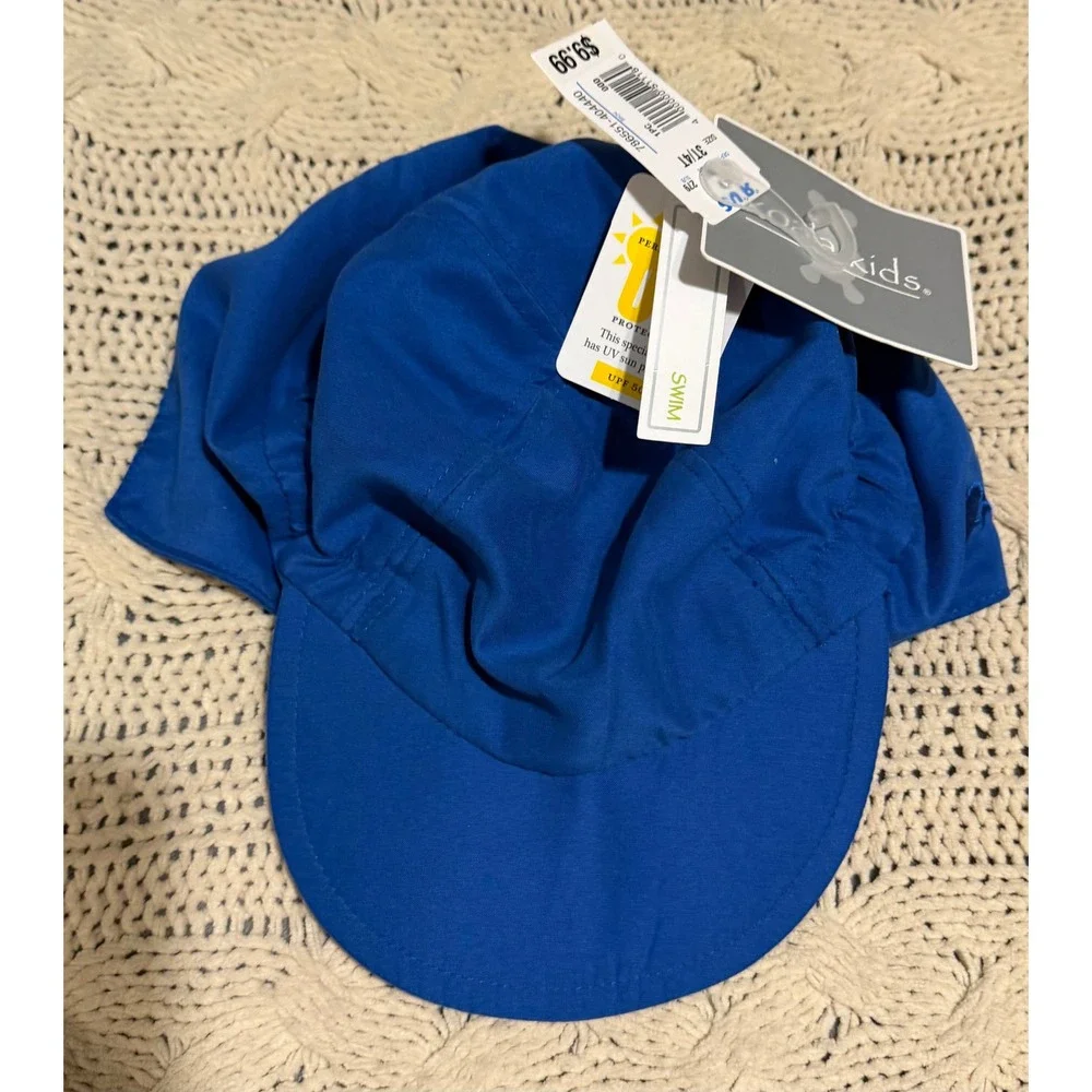 Koala Kids Blue Swim Hat UPF 50 UV Protection Neck Flap Sun Cap 3T/4T NWT